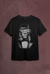 Suit Up Takım Elbiseli Aslan Modern Kıravat Arslan Baskılı Tişört Unisex T-shirt - Thumbnail