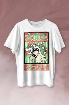 Super Mario Bowser Japanese Poster Baskılı Tişört Unisex T-shirt