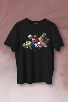 Super Mario Party Star Rush Baskılı Tişört Unisex T-Shirt