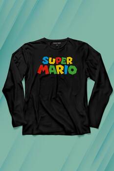 Super Mario Seres Uzun Kollu Tişört Baskılı T-Shirt