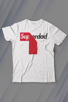 Superdad Etiket Süper Baba Baskılı Tişört Çocuk T-shirt