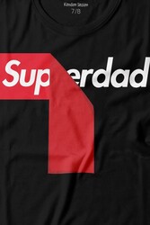 Superdad Etiket Süper Baba Baskılı Tişört Çocuk T-shirt - Thumbnail