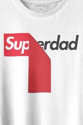 Superdad Etiket Süper Baba Baskılı Tişört Unisex T-shirt - Thumbnail