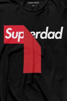 Superdad Etiket Süper Baba Uzun Kollu Tişört Baskılı T-Shirt