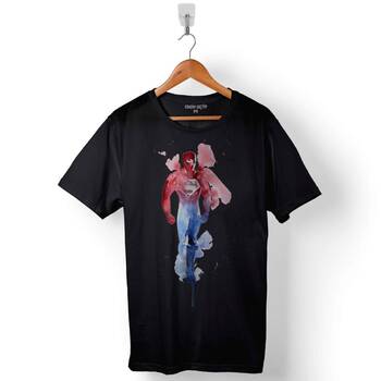 Superman Super Man Watercolor Baskılı Tişört Unisex T-Shirt