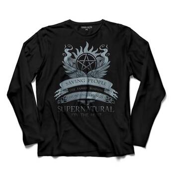 SUPERNATURAL THE FAMILY BUSINESS SAVING PEOPLE EST 3 KOLLU TİŞÖRT