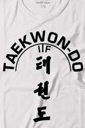 Taekwondo Tekvando Taekwon-Do Dövüşçü Baskılı Tişört Çocuk T-shirt - Thumbnail