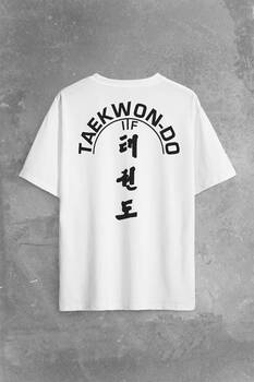 Taekwondo Tekvando Taekwon-Do Dövüşçü Sırt Ön Baskılı Oversize Tişört Unisex T-Shirt