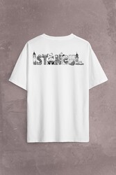 Tarihi İstanbul Silüet Tasarım Osmanlı Sırt Ön Baskılı Oversize Tişört Unisex T-Shirt - Thumbnail