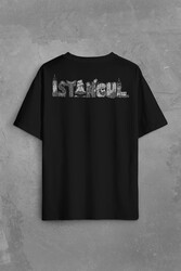 Tarihi İstanbul Silüet Tasarım Osmanlı Sırt Ön Baskılı Oversize Tişört Unisex T-Shirt - Thumbnail