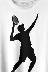 Tennis Player Tenis Raket Oyuncusu Silüet Baskılı Tişört Unisex T-shirt - Thumbnail