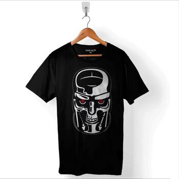 Termınator Genesys Robot Skull Face Machine Baskılı Tişört Unisex T-Shirt