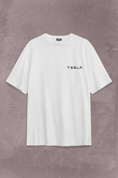 Tesla Motors Nikola Tesla Logo Elon Musk Sırt Ön Baskılı Oversize Tişört Unisex T-Shirt