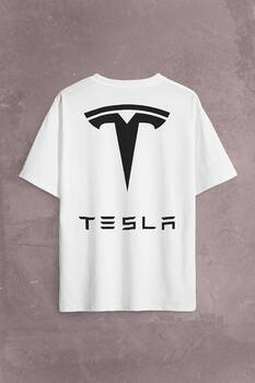 Tesla Motors Nikola Tesla Logo Elon Musk Sırt Ön Baskılı Oversize Tişört Unisex T-Shirt