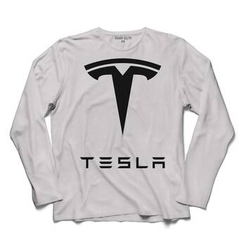 TESLA MOTORS NIKOLA TESLA LOGO ELON MUSK UZUN KOLLU TİŞÖRT