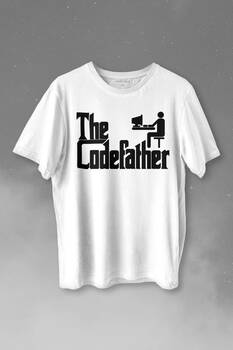 The Codefather Godfather Bilgisayar Code Korsan Hacker Yazılımcı Baskılı Tişört Unisex T-shirt