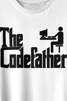 The Codefather Godfather Bilgisayar Code Korsan Hacker Yazılımcı Baskılı Tişört Unisex T-shirt