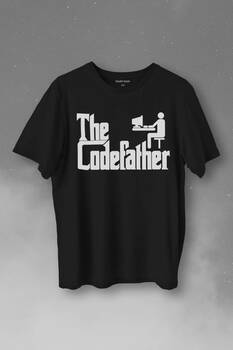 The Codefather Godfather Bilgisayar Code Korsan Hacker Yazılımcı Baskılı Tişört Unisex T-Shirt