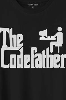 The Codefather Godfather Bilgisayar Code Korsan Hacker Yazılımcı Baskılı Tişört Unisex T-Shirt