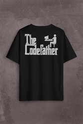 The Codefather Godfather Bilgisayar Code Korsan Hacker Yazılımcı Sırt Ön Baskılı Oversize Tişört Unisex T-Shirt - Thumbnail