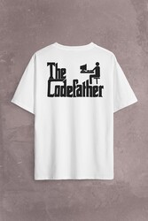 The Codefather Godfather Bilgisayar Code Korsan Hacker Yazılımcı Sırt Ön Baskılı Oversize Tişört Unisex T-Shirt - Thumbnail