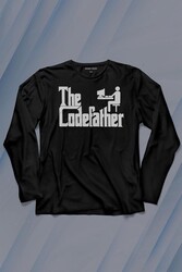 The Codefather Godfather Bilgisayar Code Korsan Hacker Yazılımcı Uzun Kollu Tişört Baskılı T-Shirt - Thumbnail