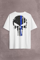 The Crazy Punisher Cezalandırıcı Frank Castle Sırt Ön Baskılı Oversize Tişört Unisex T-Shirt - Thumbnail