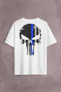 The Crazy Punisher Cezalandırıcı Frank Castle Sırt Ön Baskılı Oversize Tişört Unisex T-Shirt