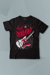 The Dollfins Müzik Şarkı Band Gitar Baskılı Siyah T-shirt Çocuk Tişört - Thumbnail