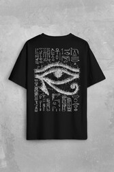 The Eye Of Ra Antik Mısır Ra'ın Gözü Baskılı Unisex Oversize Siyah Tişört - Thumbnail