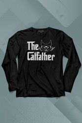 The Godfather Cat Father Catfather Baba Kedi Uzun Kollu Tişört Baskılı T-Shirt - Thumbnail