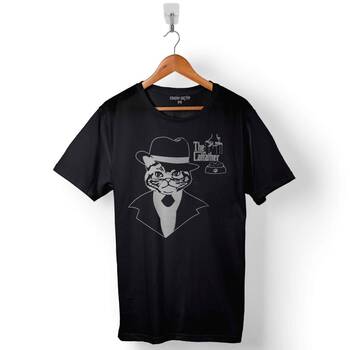 The Godfathera Catfather Kedi Baba Logo Baskılı Tişört Unisex T-Shirt