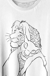 The Lion King Simba And Nala Beyaz Baskılı Tişört Unisex T-shirt - Thumbnail