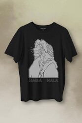 The Lion King Simba And Nala Beyaz Baskılı Tişört Unisex T-Shirt - Thumbnail