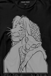 The Lion King Simba And Nala Beyaz Uzun Kollu Tişört Baskılı T-Shirt - Thumbnail