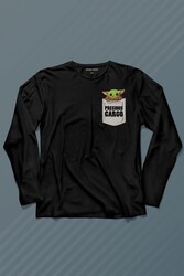 The Mandalorian Bebek Yoda Cep Tasarımı Uzun Kollu Tişört Baskılı T-Shirt - Thumbnail