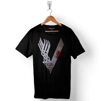 The Vikings Vikingler Logo Ragnar Lothbrok Baskılı Tişört Unisex T-Shirt