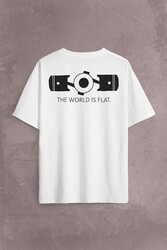 The World Is Flat Dünya Düzdür Speed Track Race Sırt Ön Baskılı Oversize Tişört Unisex T-Shirt - Thumbnail