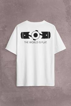 The World Is Flat Dünya Düzdür Speed Track Race Sırt Ön Baskılı Oversize Tişört Unisex T-Shirt