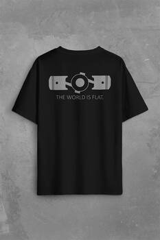 The World Is Flat Dünya Düzdür Speed Track Race Sırt Ön Baskılı Oversize Tişört Unisex T-Shirt