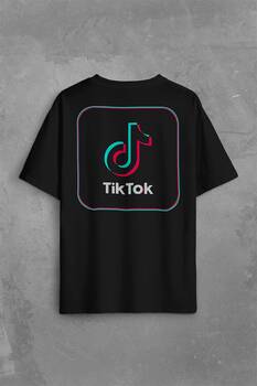 Tik Tok Logo Tiktok Music Video Sırt Ön Baskılı Oversize Tişört Unisex T-Shirt