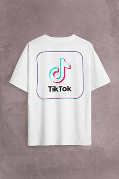 Tik Tok Logo Tiktok Music Video Sırt Ön Baskılı Oversize Tişört Unisex T-Shirt