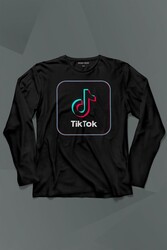 Tik Tok Logo Tiktok MusicVideo Uzun Kollu Tişört Baskılı T-Shirt - Thumbnail