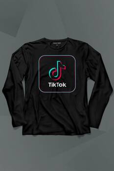 Tik Tok Logo Tiktok MusicVideo Uzun Kollu Tişört Baskılı T-Shirt