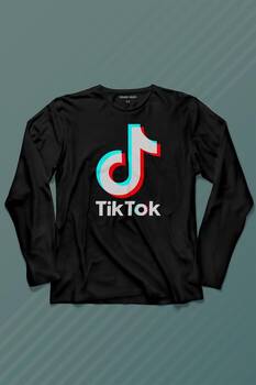 Tik Tok Logo Tiktok MusicVideo Uzun Kollu Tişört Baskılı T-Shirt