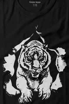 Tişörtün İçinden Çıkan Kaplan Tiger Baskılı Tişört Çocuk T-shirt