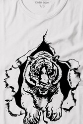 Tişörtün İçinden Çıkan Kaplan Tiger Baskılı Tişört Çocuk T-shirt - Thumbnail