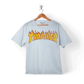 TRASHER LOGO FLAME BLAZE SKATEBOARD HIP HOP ÇOCUK TİŞÖRT