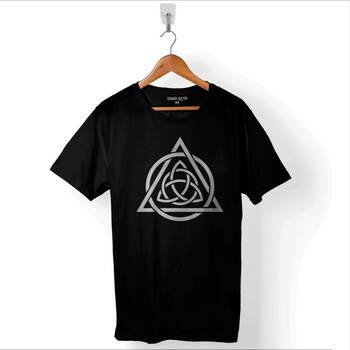 Triquetra Triangle Yaşam Ölüm Yeniden Başlangıç Logo Baskılı Tişört Unisex T-Shirt