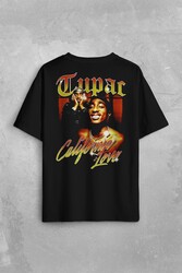 Tupac 2Pac Shakur Rap Music West Coast 90S Rap Sırt Ön Baskılı Oversize Tişört Unisex T-Shirt - Thumbnail